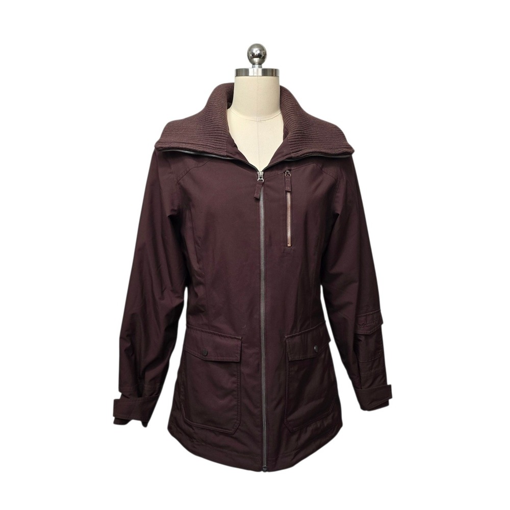 Marmot Womens Burgundy Insulated Quilted Field Jacket Coat Ribbed Collar Medium